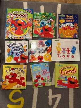 Sesame Street Board Book Lot with Red Elmo and Multicolor Characters